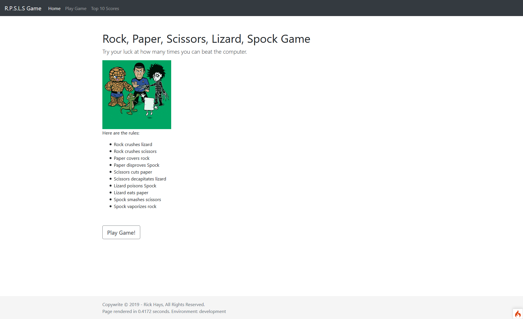 Rock, Paper, Scissors, Lizard, Spock Game
